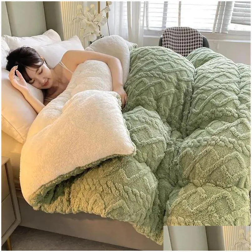 blankets super thick winter warm blanket for bed artificial lamb cashmere weighted soft comfortable warmth quilt comforter