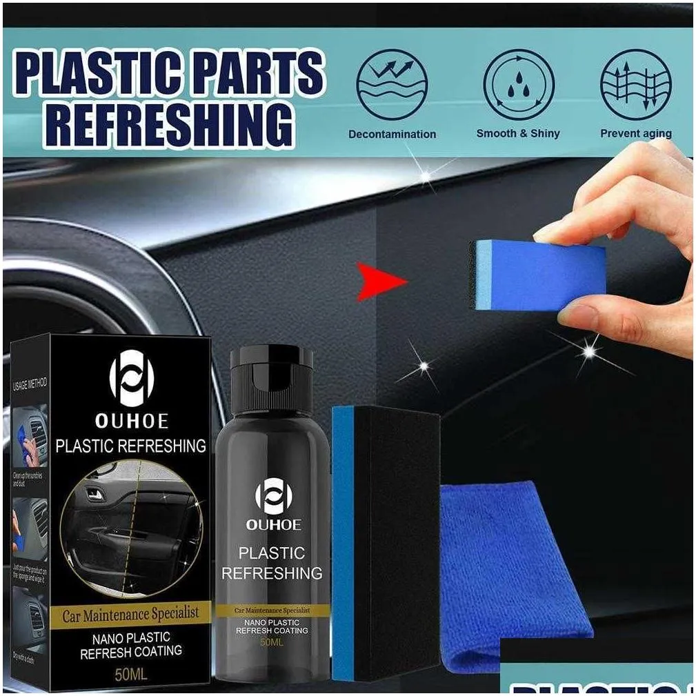 new car maintenance specialist plastic refresh coating refurbish agent cleaning products restorer cleaner with sponge towel kit