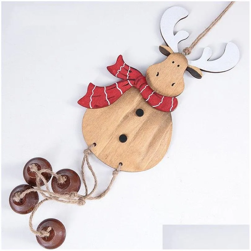 christmas pendant retro wooden bell deer cross-border hot christmas decorations gift scene layout hanging ornaments