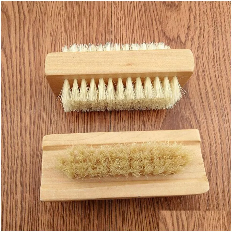 natural boar bristle brush wooden nail brush foot clean brush body massage scrubber make up tools cepillo de cerdas de jabali natural cepillo de masaje