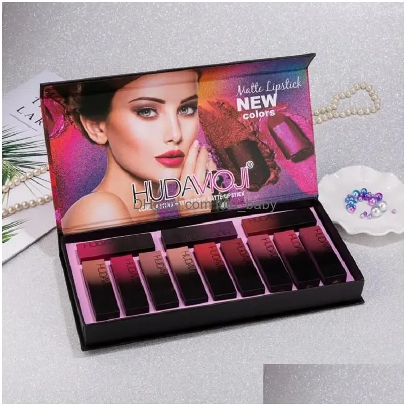 sets 2021 hudamoji 12 color lipstick palette cream lip makeup longlasting cosmetics limited edition shippiing