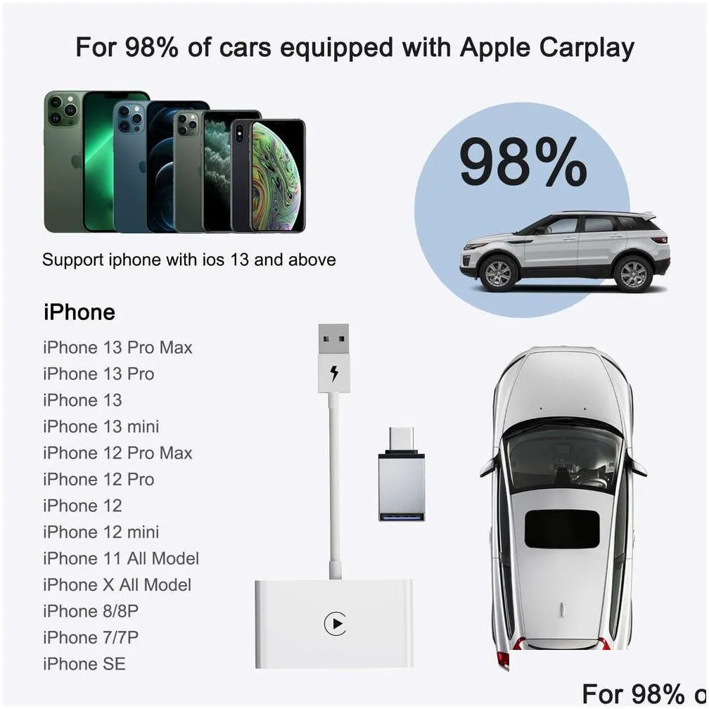 new wireless carplay adapter for android/ wired to wireless carplay dongle plug and play usb connection auto car adapter