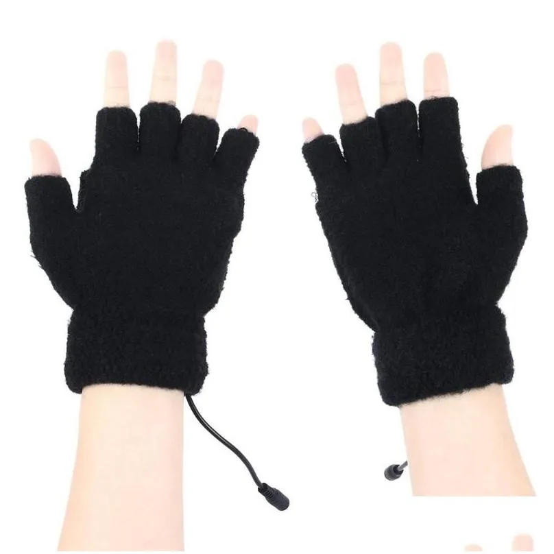 ski gloves usb heated knitted heating battery powered outdoor 5v knitting sports winter warmer motorcycle