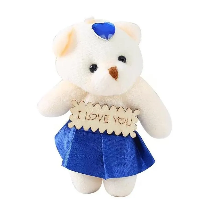 12cm cartoon bouquet bear diamond wholesale keepsakes florist bag flower doll plush toy pendant
