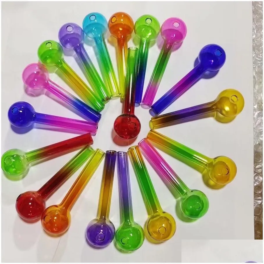 wholesale glass oil burner pipe cheap 4inch rainbow pyrex colorful quality great tube tubes nail tips smoking pipe