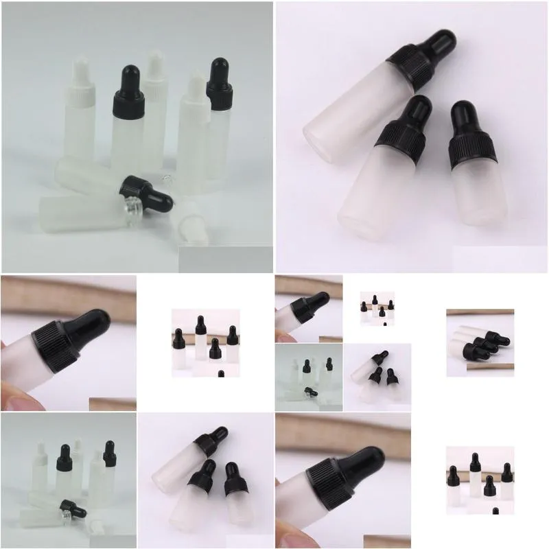 wholesale 50pcs/lot 1ml 2ml 3ml 5ml clear glass dropper bottle mini frosted glass essential oil bottle with hose vials
