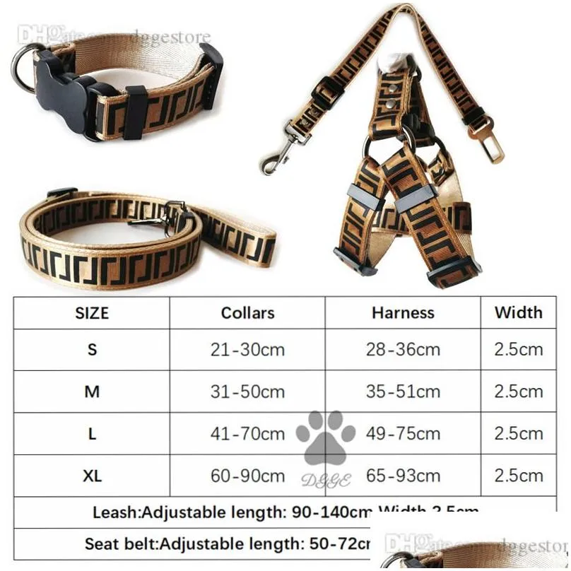luxury dog collars leashes set designer dog leash seat belts pet collar and pets chain for small medium large dogs cat chihuahua poodle bulldog corgi pug brown