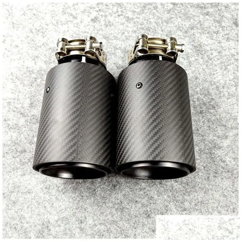 muffler inlet 6m fl matte black m performance carbon exhaust tips car tail pipes 1pcs drop delivery mobiles motorcycles parts system