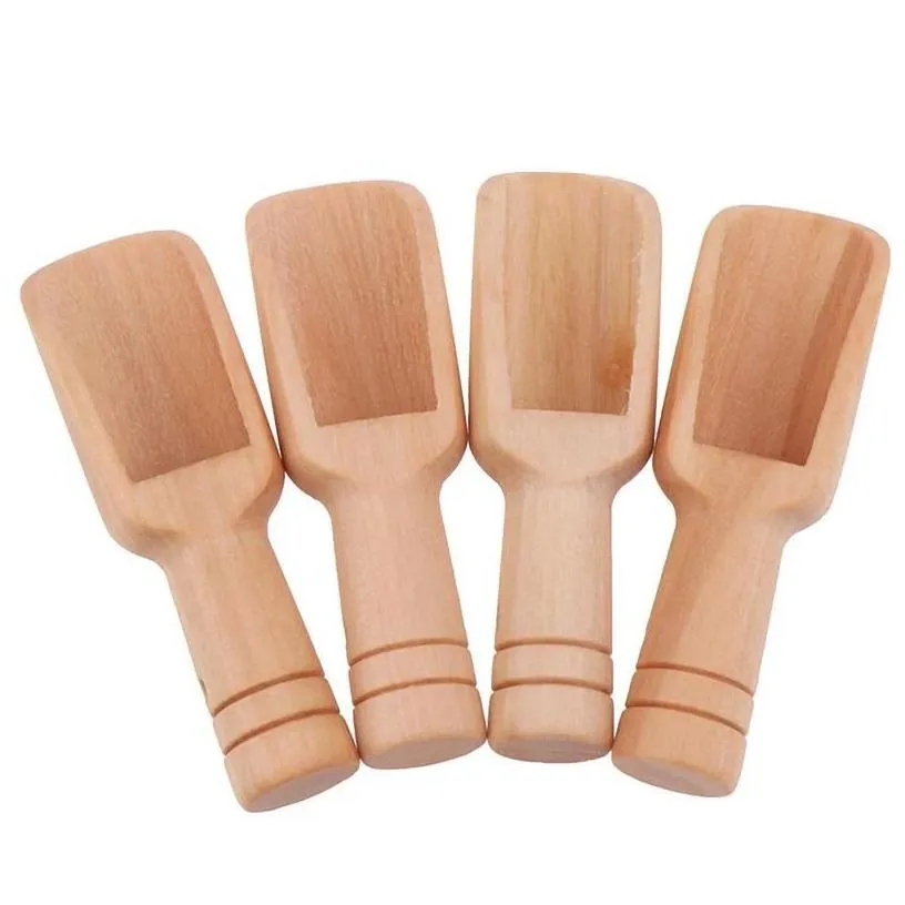 coffee scoops 4pcs coffee tea mini sugar spoon wooden round handle scoop teaspoon small salt shovel milk powder scoops wood connt spoo