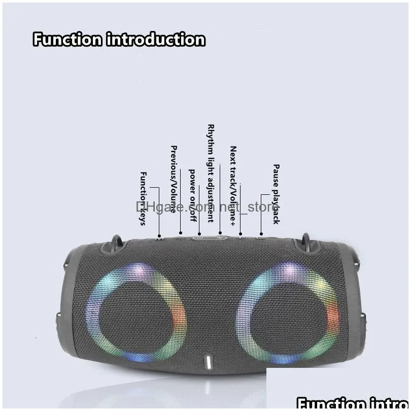 portable speakers 100w high power wireless tws subwoofer portable waterproof card speaker rgb colorful rotating flashing light bluetooth speaker