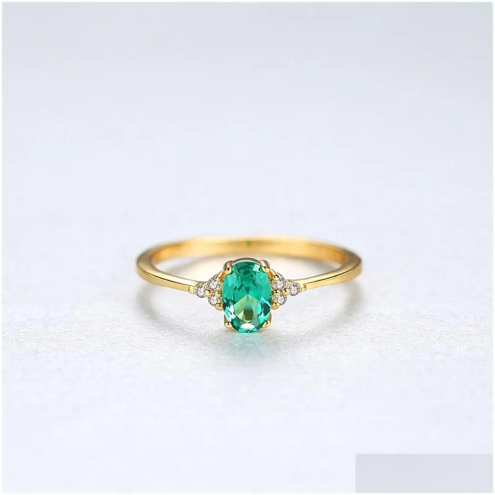 czcity delicate green oval topaz bridal wedding for women 100% 925 silver sterling birthstone promise rings jewelry bijoux y200321