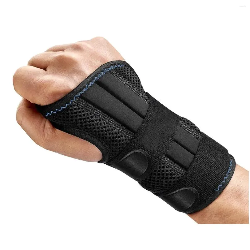 wrist support tendonitis brace carpal tunnel sprained typing breathable air mesh adjustable right or left with metal splint