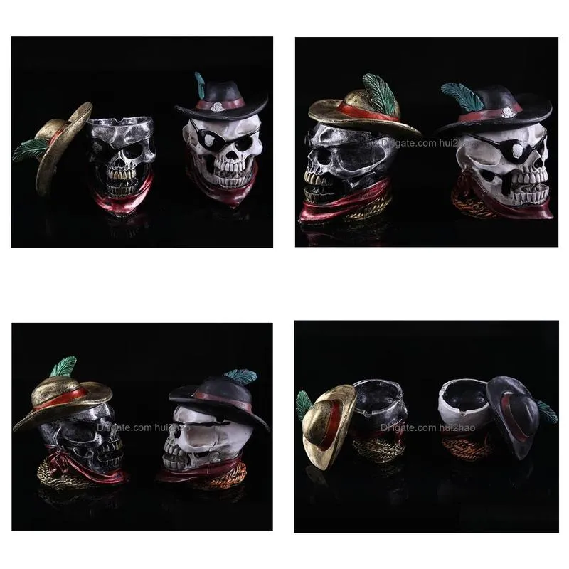 pirate modeling resin ashtray---- oil rig glass bongs water pipe thick pyrex mini heady liquid sci water pipe color random delivery