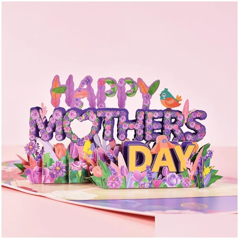 3d  up mothers day cards gifts floral bouquet greeting cards flowers for mom wife birthday sympathy get well wholesale