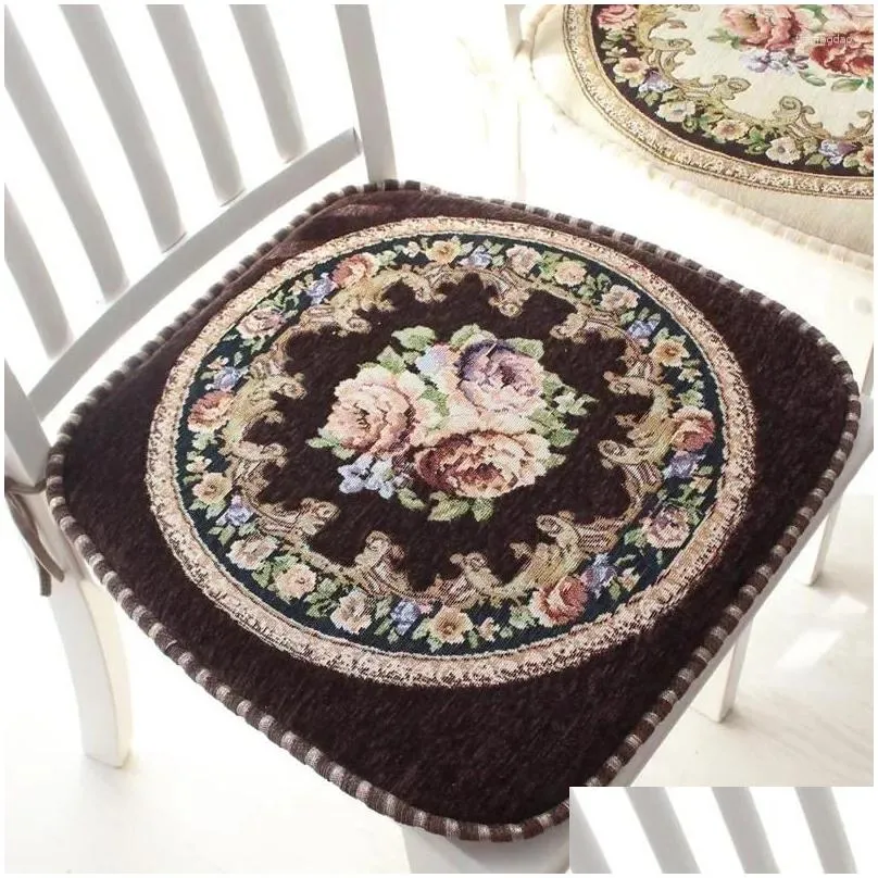 pillow vintage european style flower square dining chair mat four seasons classroom home office non-slip pad