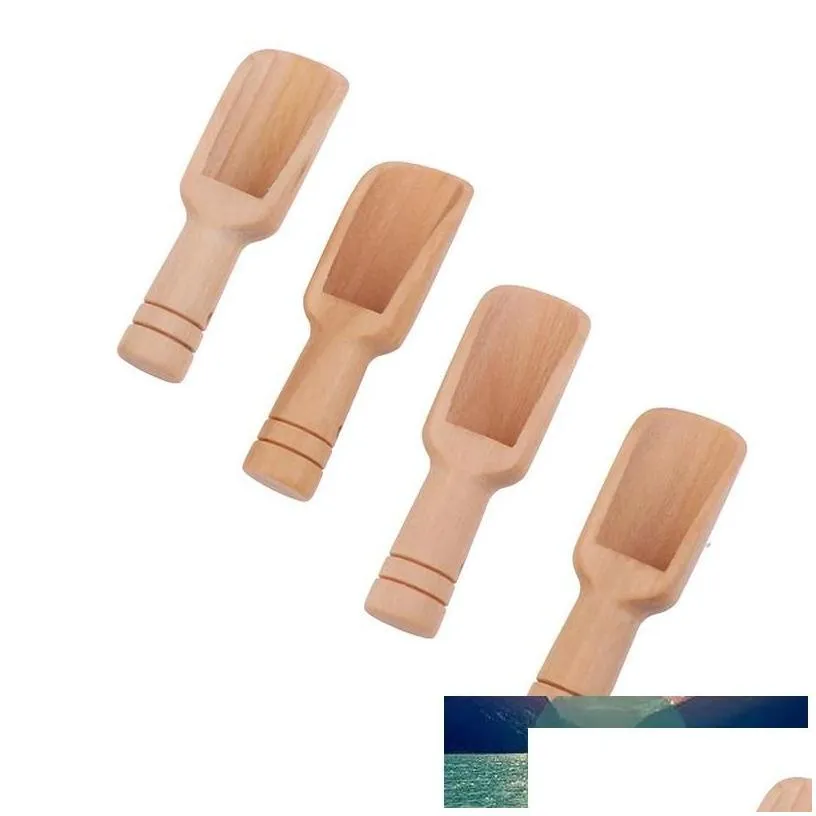 coffee scoops 4pcs coffee tea mini sugar spoon wooden round handle scoop teaspoon small salt shovel milk powder scoops wood connt spoo