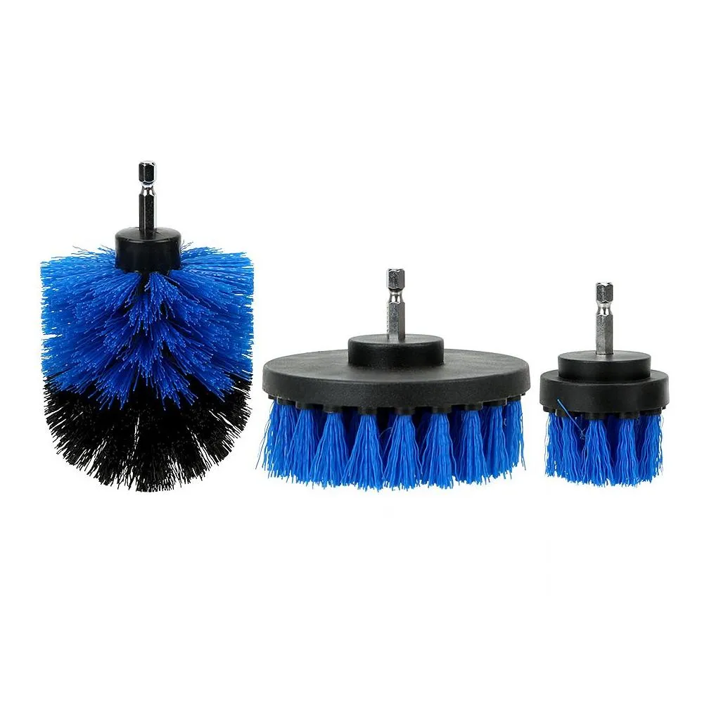 3pcs set car cleaning tool auto detailing hard bristle care brush drill scrubber attachment kit259t5214827