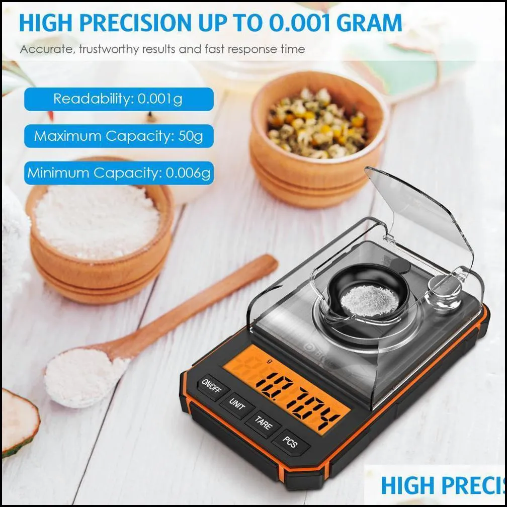 0.001g digital scale portable mini scale precise graduation professional pocket scale milligram 50g calibration weights tweezer 201118