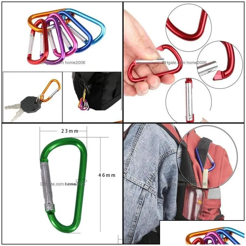 Carabiners 10Pcs Aluminum Carabiner Key Chain Clip Outdoor Cam Keyring Snap Hook Water Bottle Buckle Travel Kit Climbing Acc Qylx Dr Dh0Tb