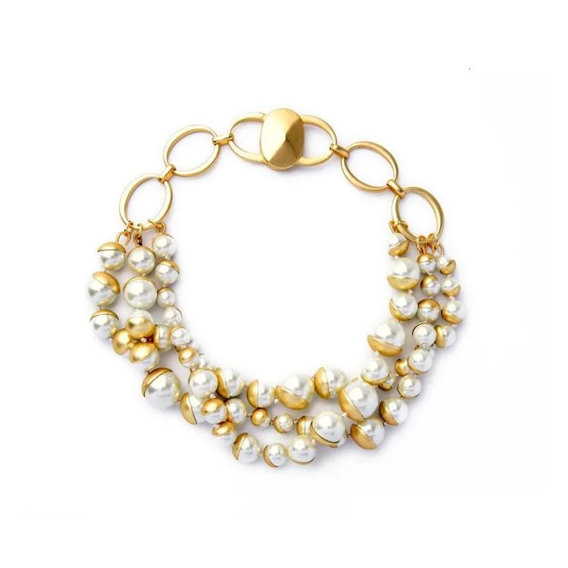 pendant necklaces vintage elegant glass pearl multilayer short necklace for women chokers collares colares collier femme 230509