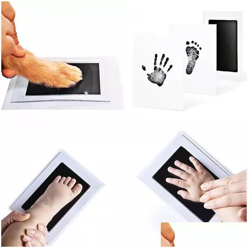 newborn baby diy hand and footprint kit ink pads photo frame handprint toddlers souvenir accessories safe clean baby shower gift