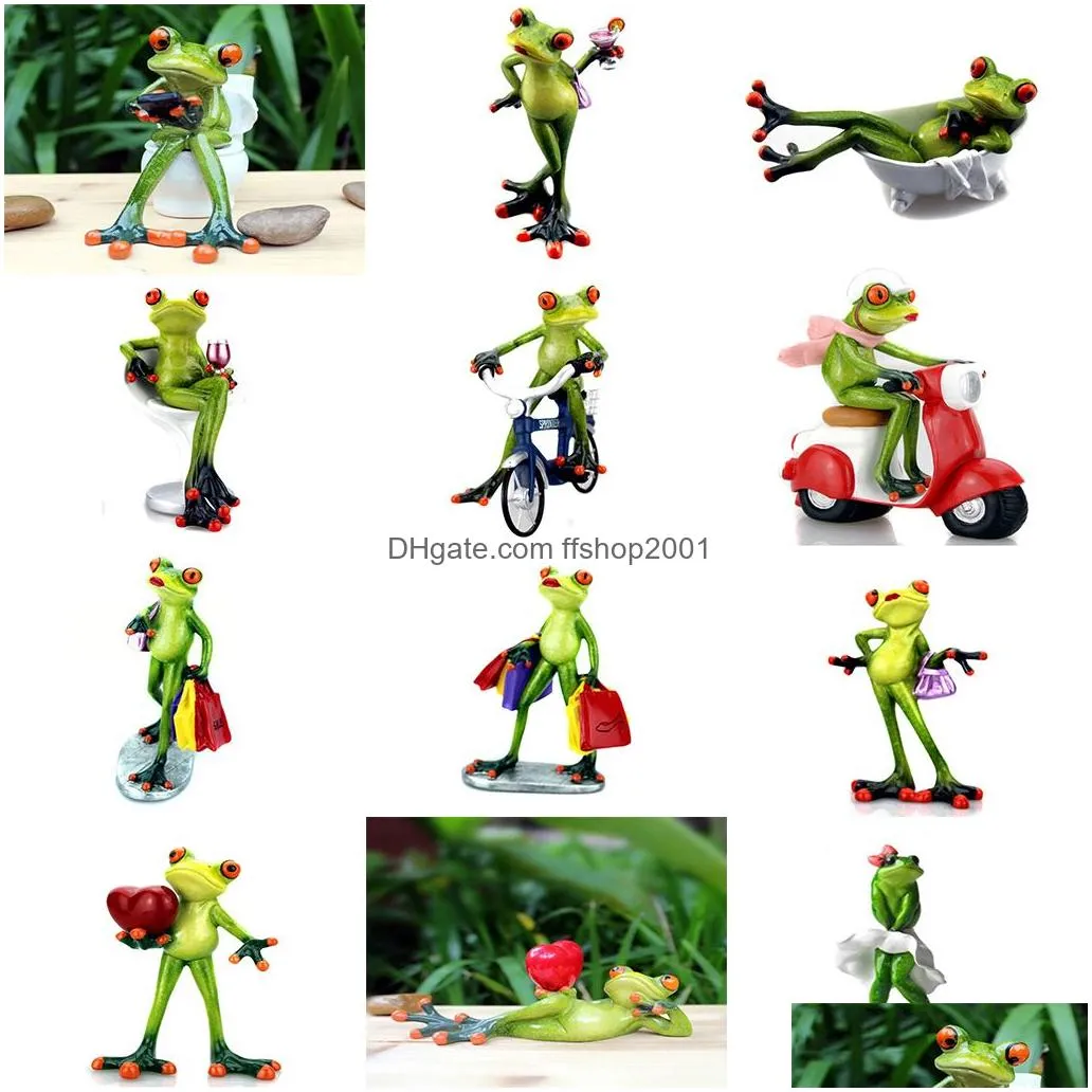 resin frog figurine figure decorative animal statue decoration ornament for table desk home office decor collectible xmas gifts