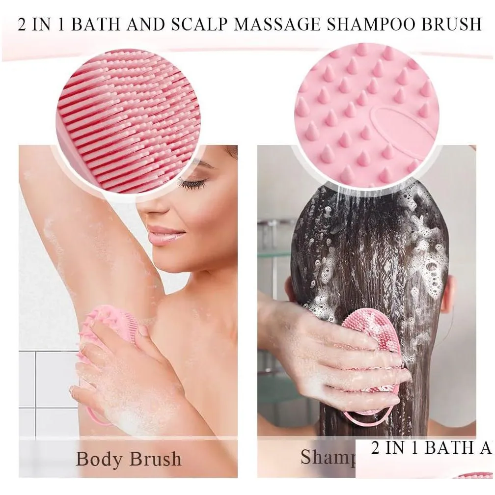 exfoliating silicone body scrubber soft silicone loofah shower 2 in 1 body exfoliator massager shampoo brush for all skin men women kid