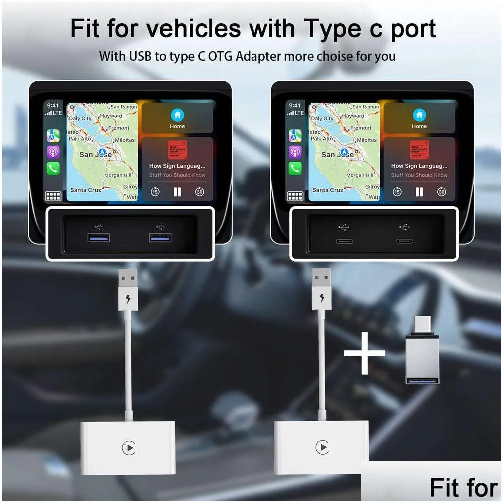 new wireless carplay adapter for android/ wired to wireless carplay dongle plug and play usb connection auto car adapter