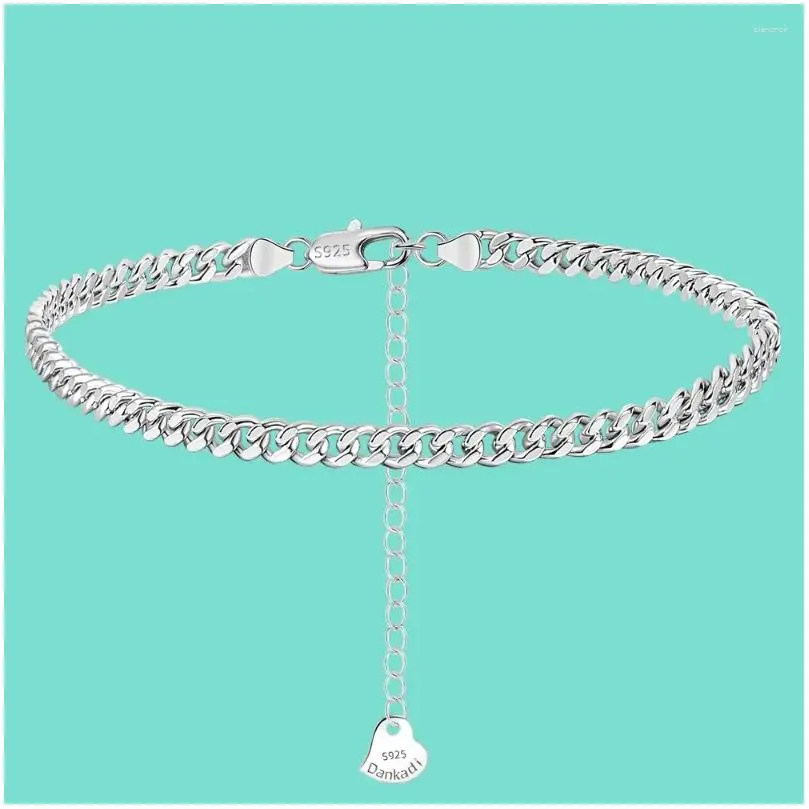 anklets bohemia 925 sterling silver cuba chain link ankle bracelet for women fashion lock charm anklet on leg boho jewelry gift