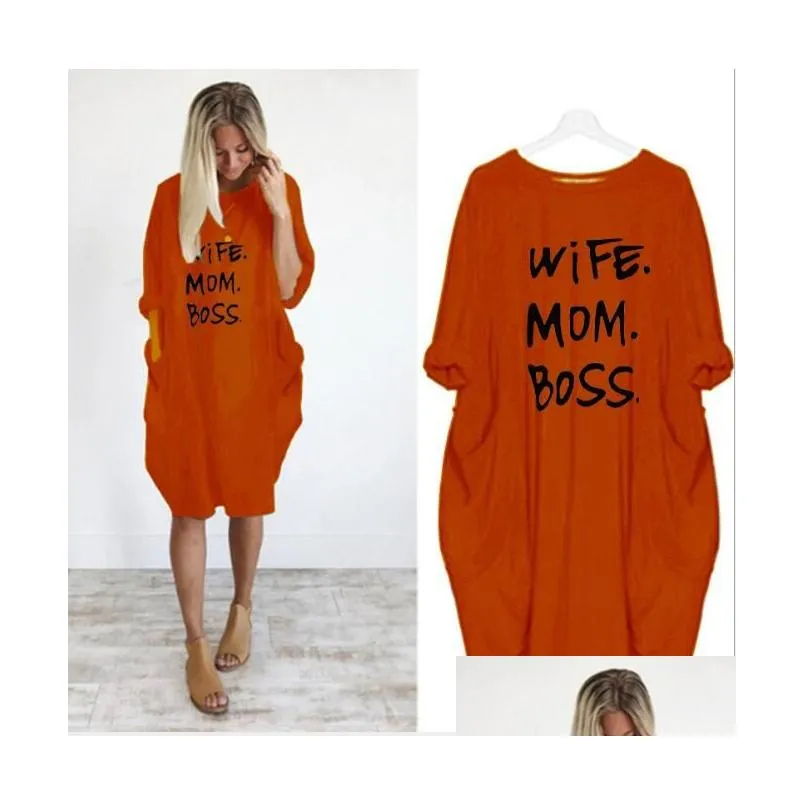 newest summer women letter printed dresses fashion crew neck panelled ladies dresses casual loose long sleeve apparel
