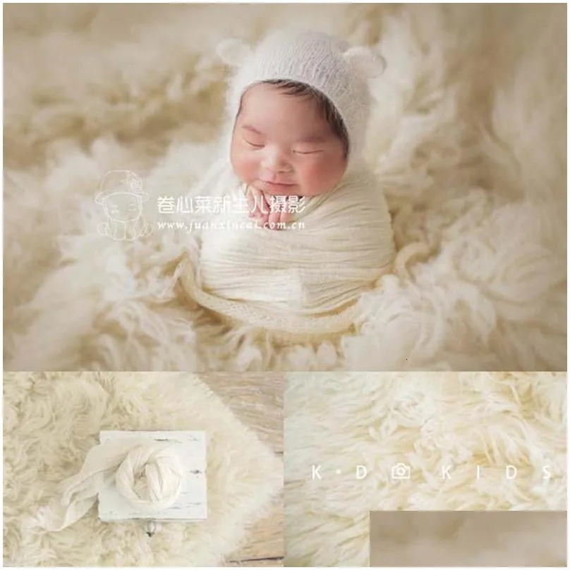 keepsakes born pography props big size flokati 150x120cm handknitted pure greek wool blanket baby po boy girl background mat 230701