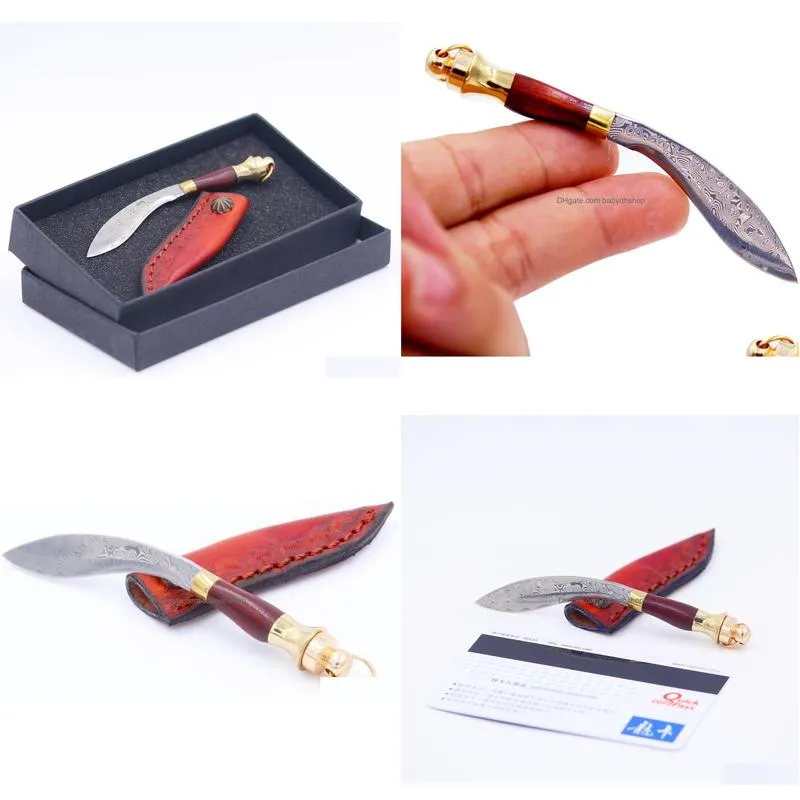 keychain knife miniature damascus steel khukuri art knife mini knife