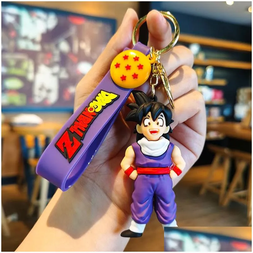 Decompression Toy Cartoon Animation Keychain Three-Nsional Doll Pendant Pvc Drip Rubber Car Bag Drop Delivery Dhoac