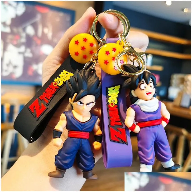 Decompression Toy Cartoon Animation Keychain Three-Nsional Doll Pendant Pvc Drip Rubber Car Bag Drop Delivery Dhoac