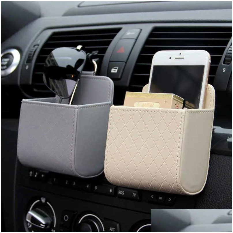 new car air outlet storage bag portable hanging car storage box leather multi-function packing box convenient practical for any car