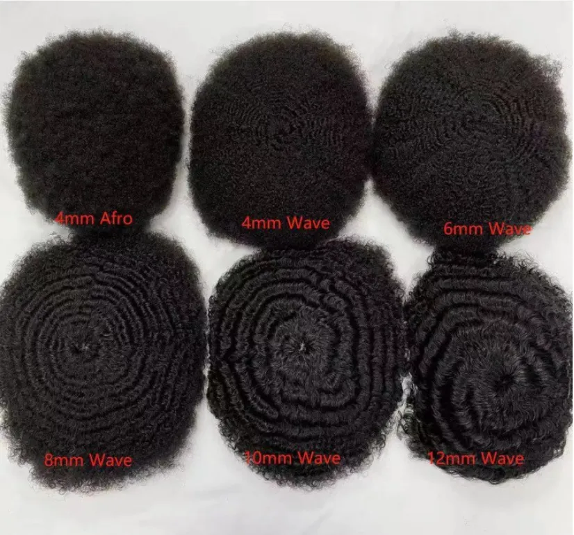 4mm afro kinky curl indian virgin human hair full lace toupee 12mm large wave for black men fast express delivery