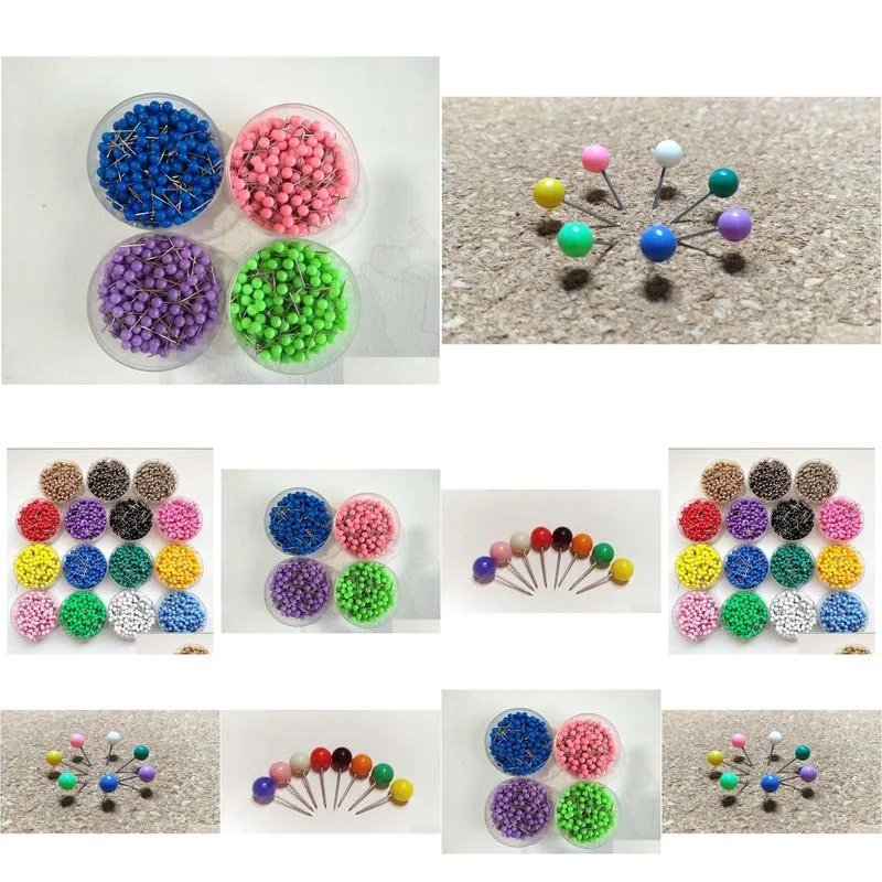 wholesale 1/ 8 inch small map push pins map tacks filing plastic head with steel point 100 pcs/set 14 colors for option