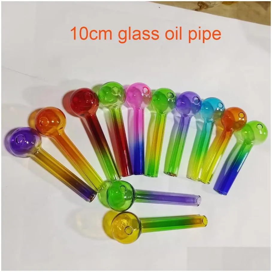 wholesale glass oil burner pipe 4inch rainbow pyrex colorful quality tube tubes nail tips smoking pipe
