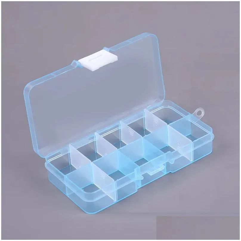 10 grids jewelry storage box plastic transparent display case organizer holder for beads ring earrings jewelry by sea
