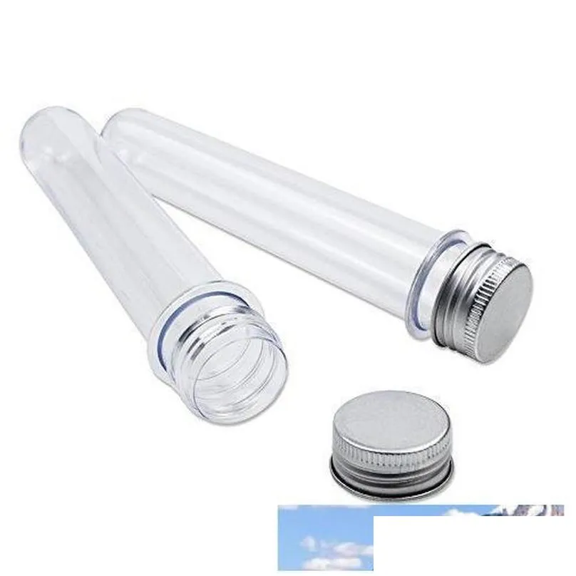 wholesale clear plastic test tubes with silver screw caps tube bath salt containers candy storage 40ml