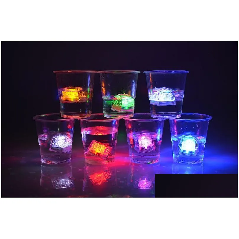 xmas gift romantic led ice cubes fast slow flash 7 color auto changing crystal cube for valentines day party wedding water-actived