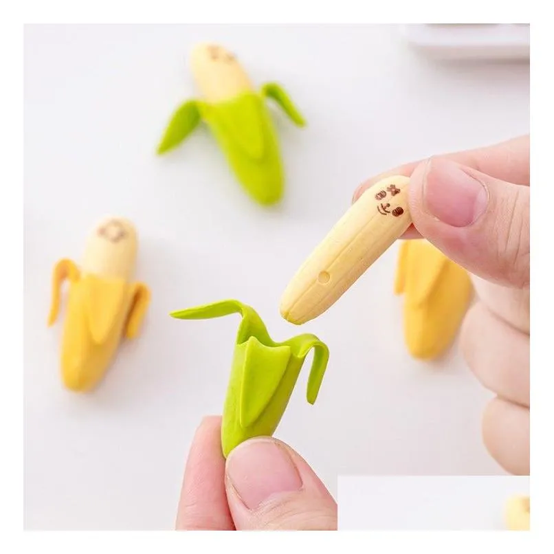 wholesale cute banana style eraster mini novelty korean creative stationery 2pcs/pack school supplies for student gift