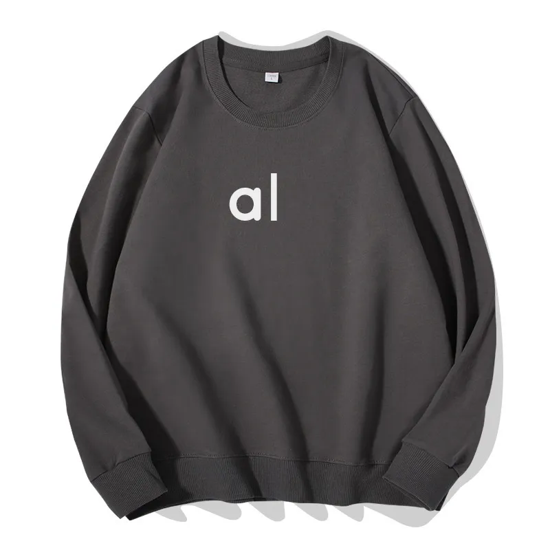 AL0YOGA-27 Solid Color Round Neck Wool Sweatshirt Men and Women Casual Pullover Long-sleeved Yoga Outfit