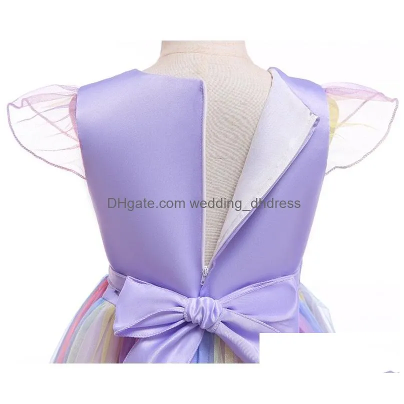  fashion kids designer clothes girls dresses unicorn princess dress floral childrens dresses rainbow long formal dresses