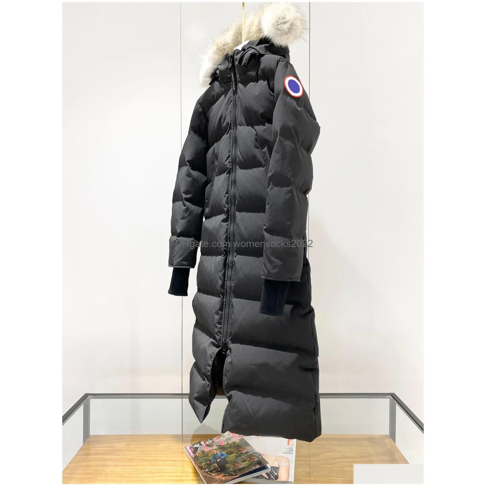 woman fur puffer coat fashion long parkas coats winter classic pattern down jackets designer womens puff jacket outerwear high quality