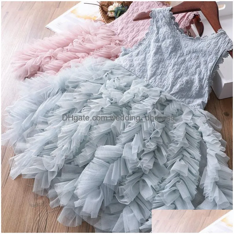 lace girls princess dress fluffy cake smash dresses kids christmas party costume wedding birthday tutu gown children clothing