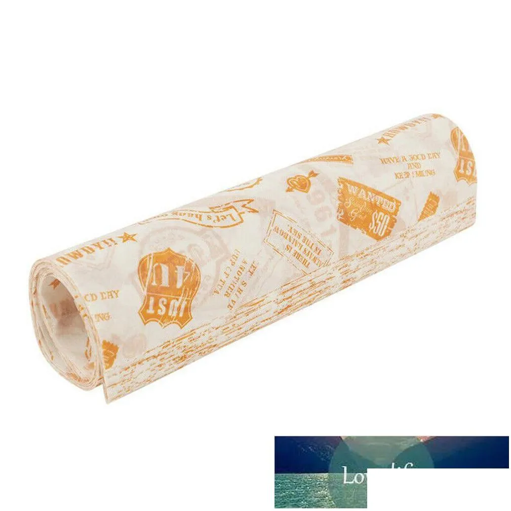 wholesale 50pcs/lot wax paper food grade grease paper food wrappers wrapping paper for bread sandwich burger fries oilpaper baking tools factory price expert design
