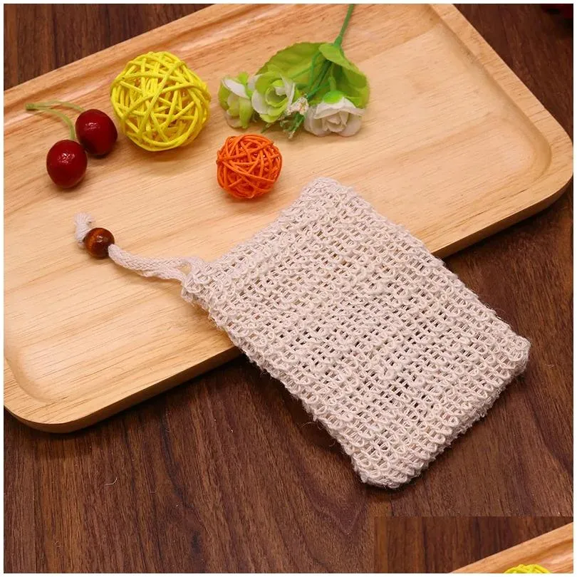 natural sisal soap bag saver holder pouch bath toilet supplies exfoliating shower mesh soaps storage bags drawstring foaming easy
