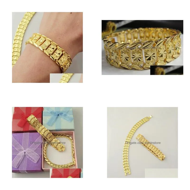 Chain Brand New 44G Men 24K Yellow Gold Gep Solid Fill Gp Bracelet Fashion Drop Delivery Jewelry Bracelets Dhae2