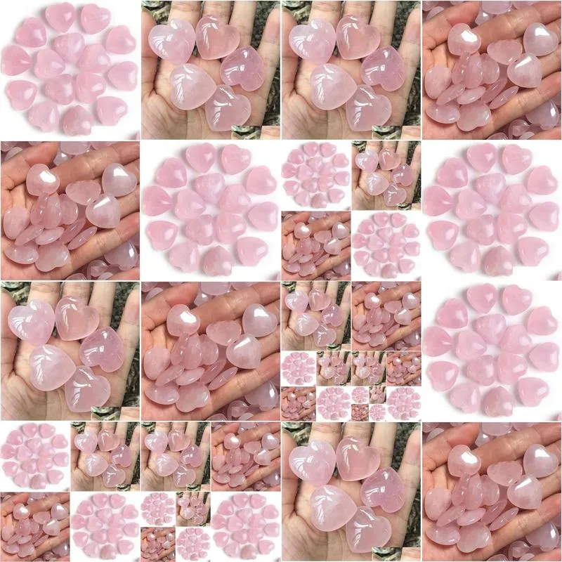 healing crystal natural rose quartz love heart worry stone chakra reiki balancing for diy craft 1 home decor